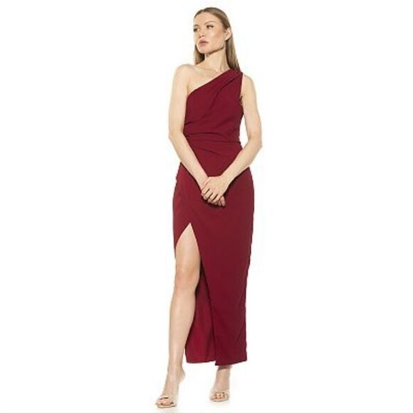 NWT Alexia Admor Alessi Dress Red One Shoulder Draped - Picture 3 of 7